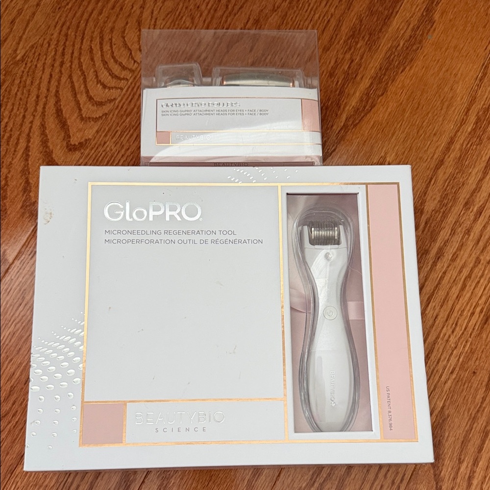 GloPRO Microneedling Regeneration Tool by BeautyBio – White/Pink
